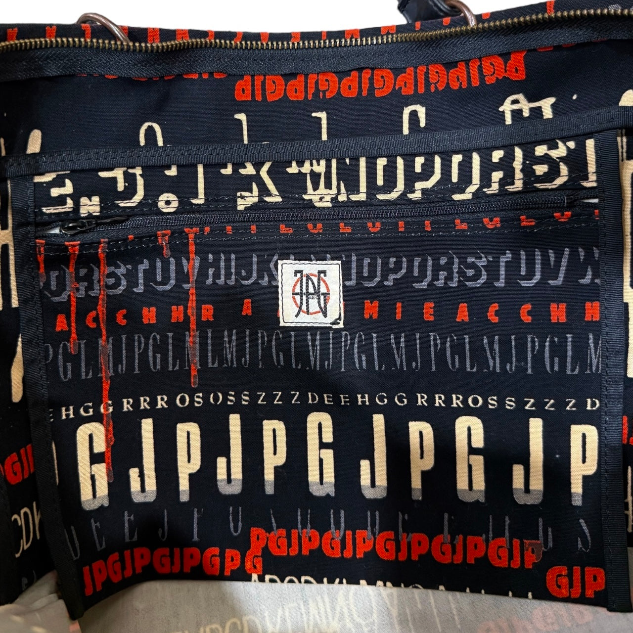 JEAN PAUL GAULTIER JPG SCRIPT LOGO ALL-OVER PRINT TOTE BAG