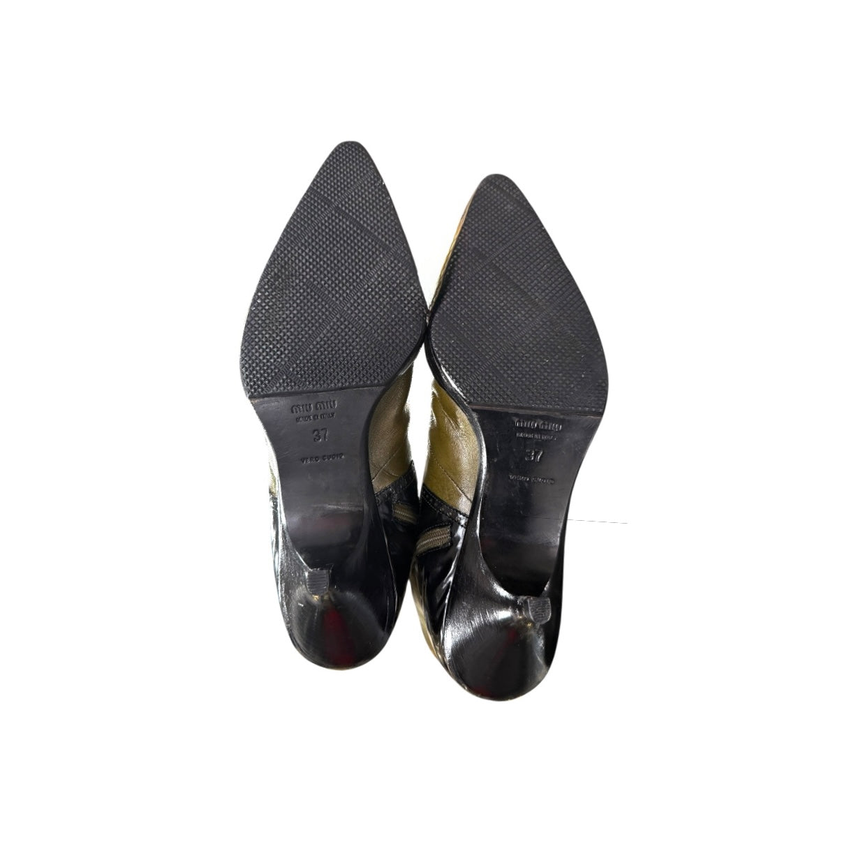 MIUMIU FW1999 OLIVE BROGUE LEATHER BOOTS