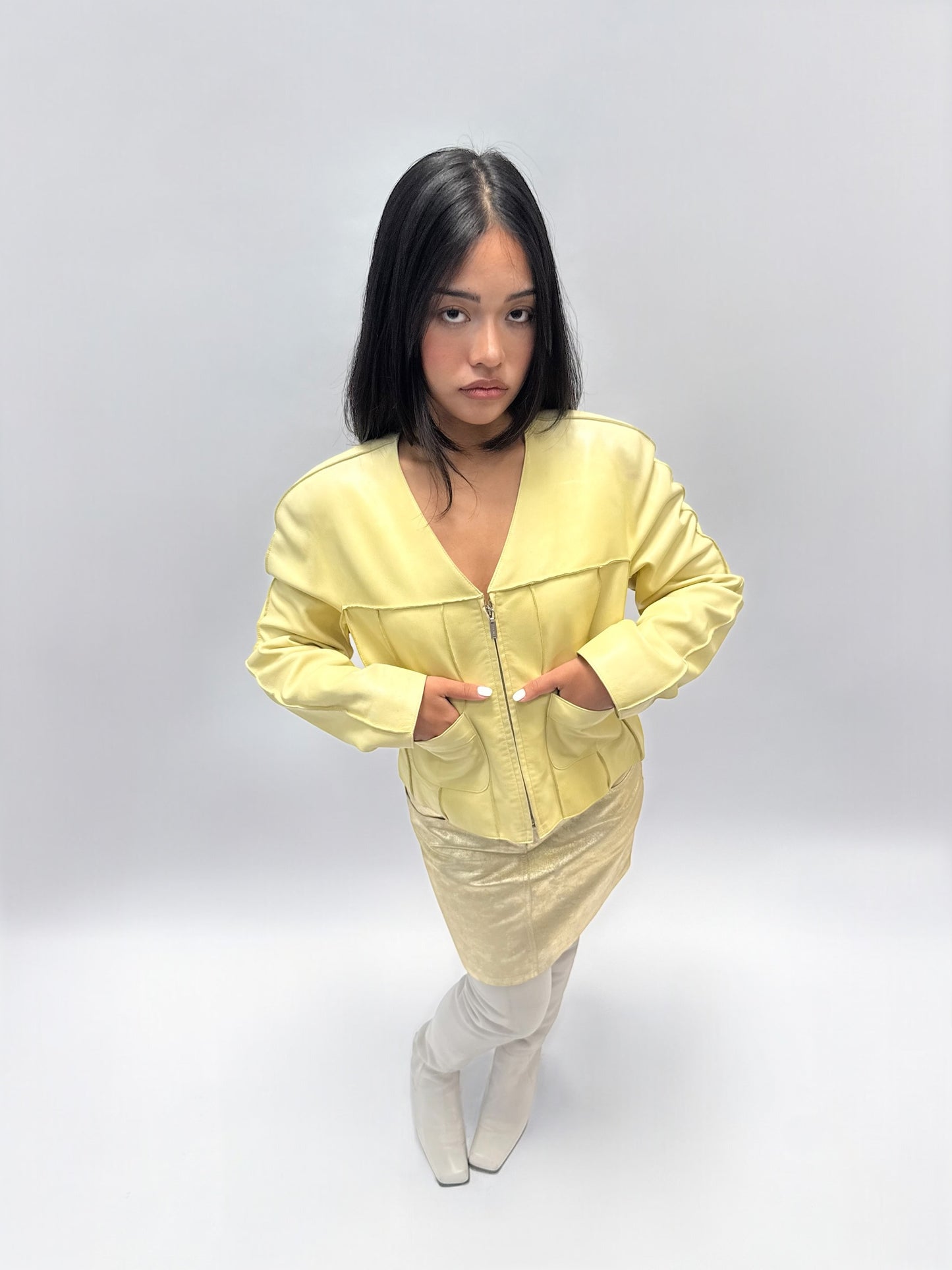 CHANEL SS1999 LIME LEATHER JACKET