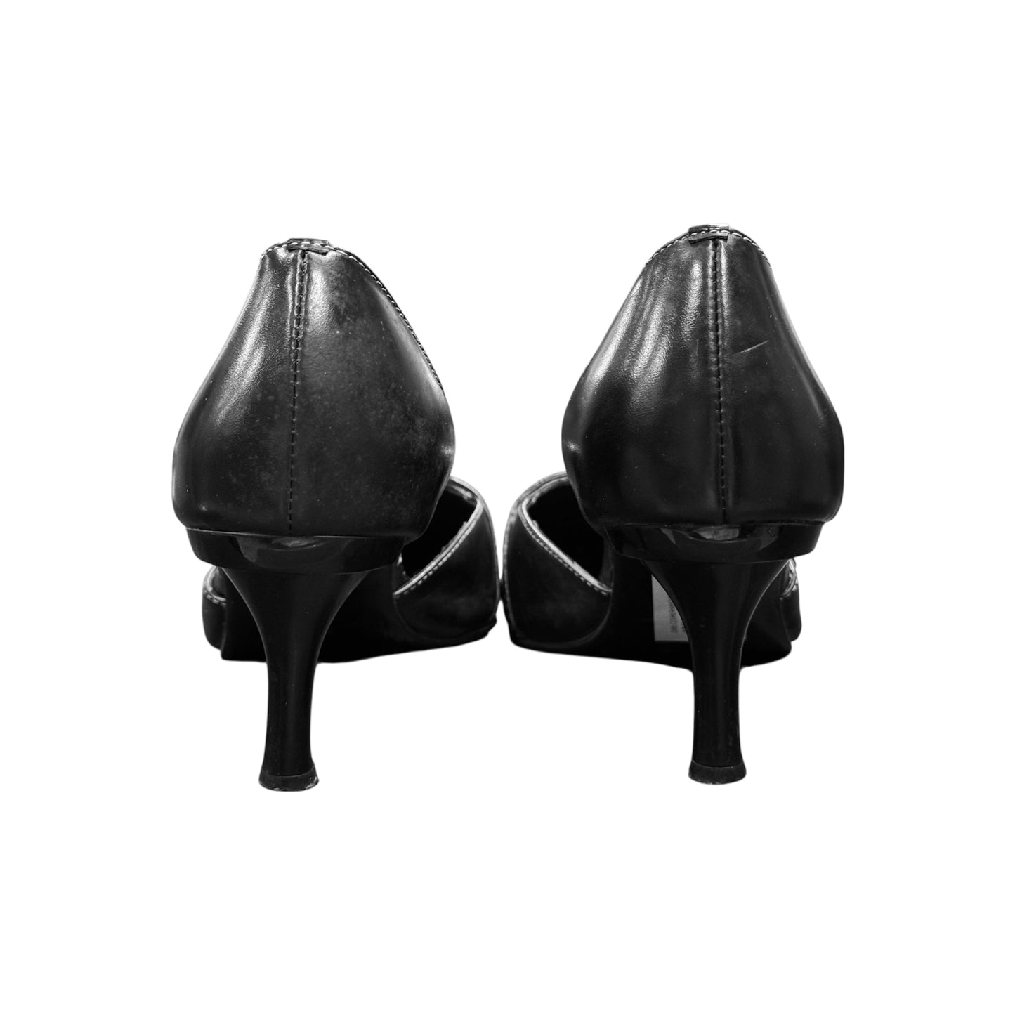 PRADA BUCKLED BLACK LEATHER KITTEN HEELS