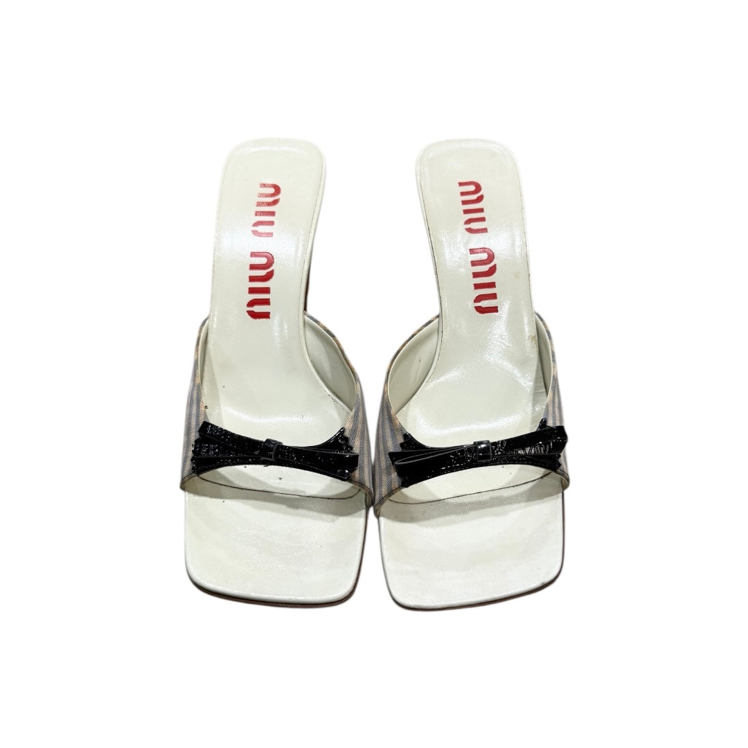 MIU MIU GINGHAM BOW HEELS