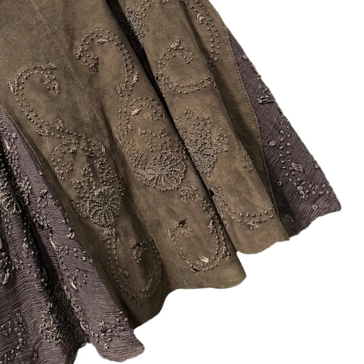 CLASS ROBERTO CAVALLI BROWN SUEDE LEATHER SKIRT