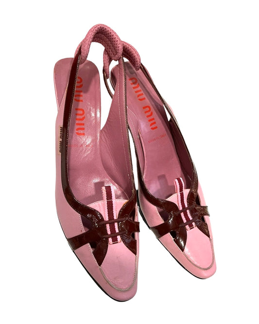 MIU MIU 2000S PINK SLINGBACK HEELS