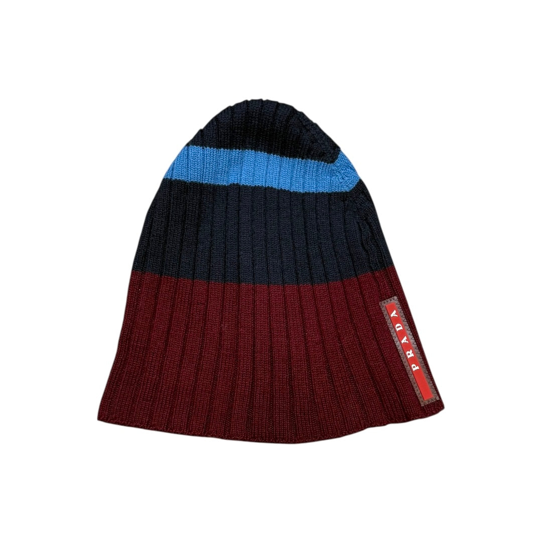 PRADA SPORT STRIPED KNIT BEANIE