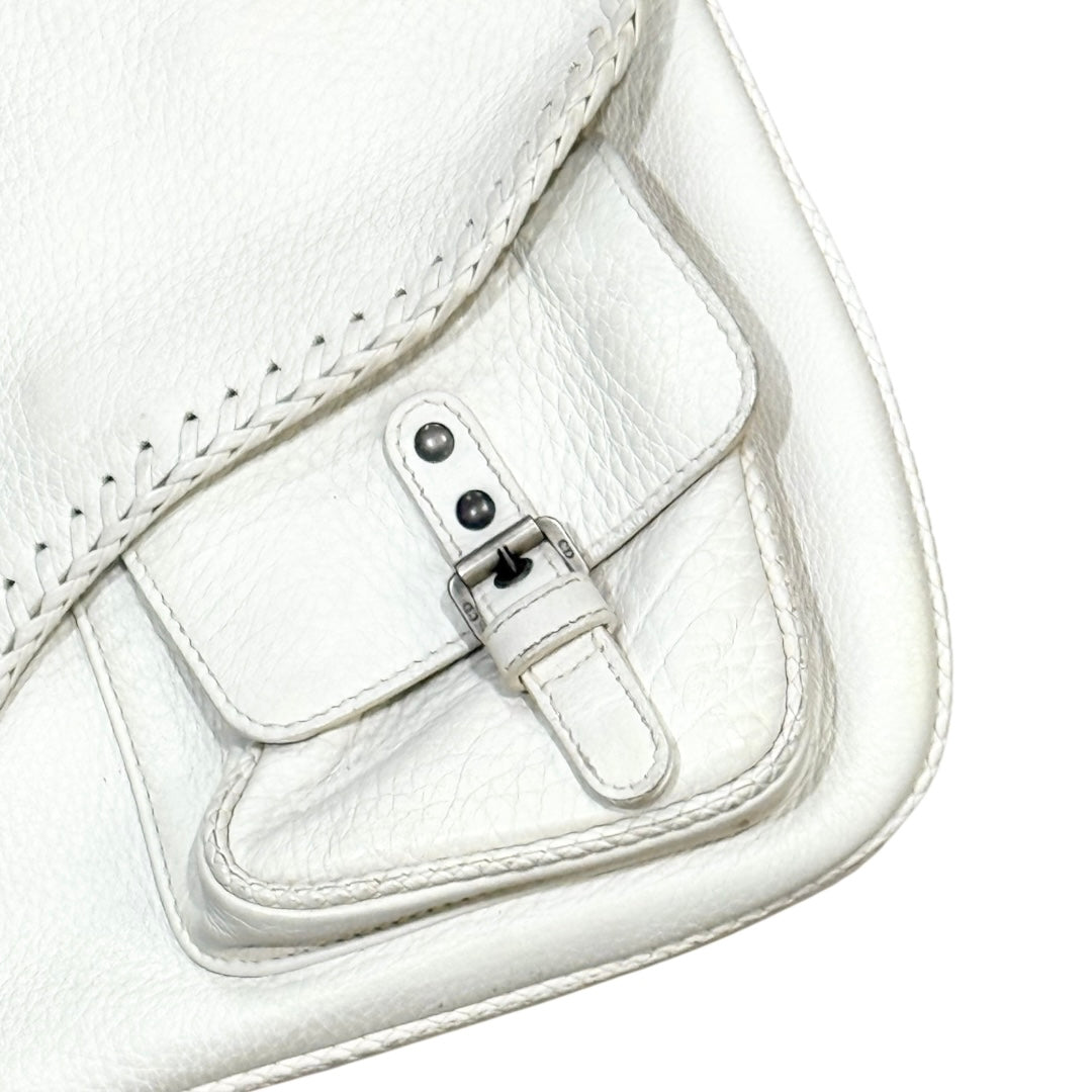 CHRISTIAN DIOR WHITE GAUCHO DOUBLE SADDLE BAG
