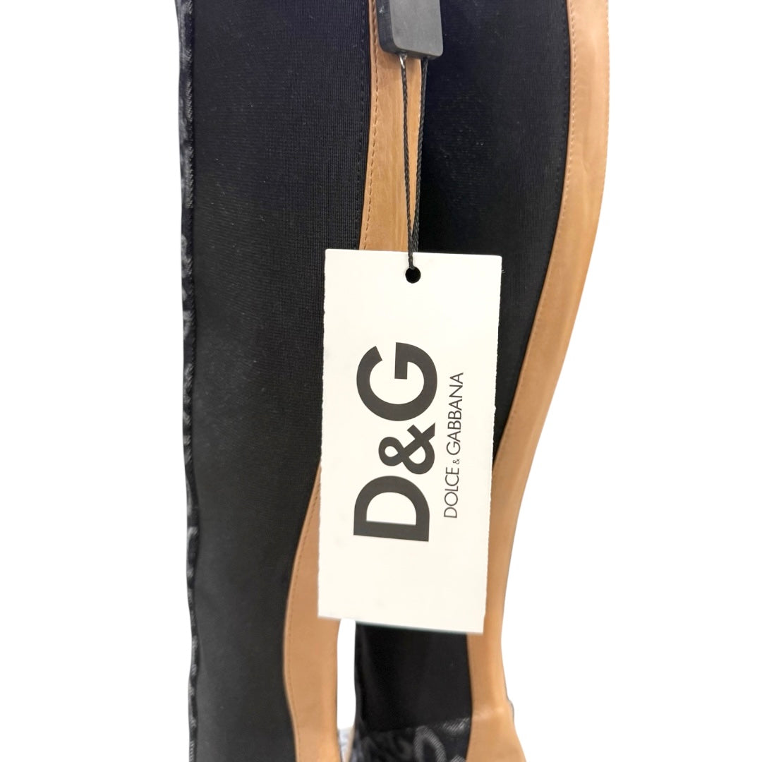 DOLCE & GABBANA MONOGRAM KNEE HIGH HEEL BOOTS