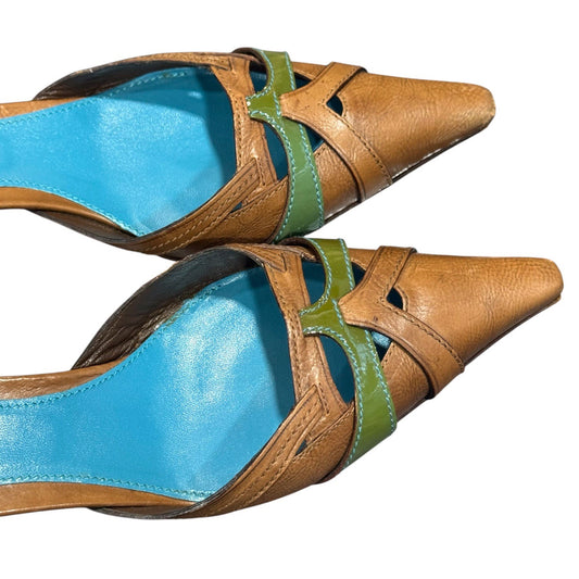 PRADA CONTRASTS LEATHER MULES