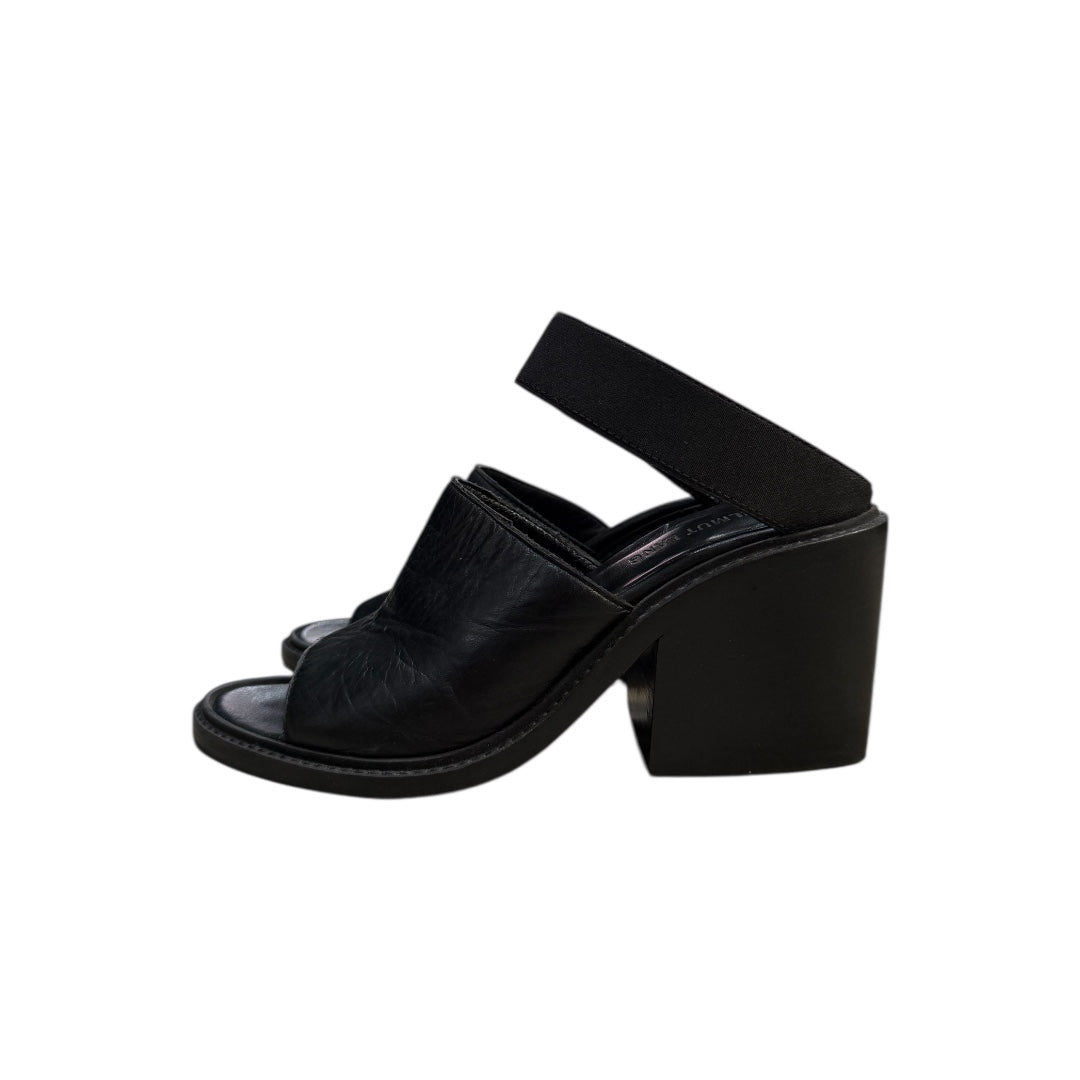 HELMUT LANG BLACK LEATHER MULES