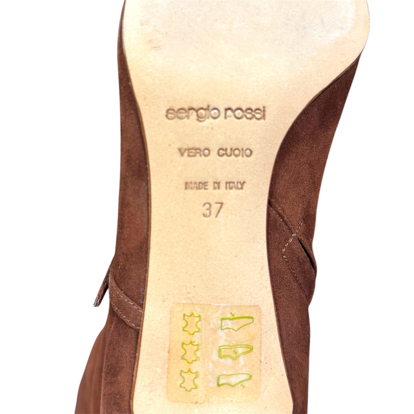SERGIO ROSSI BROWN SUEDE LEATHER BOOTS