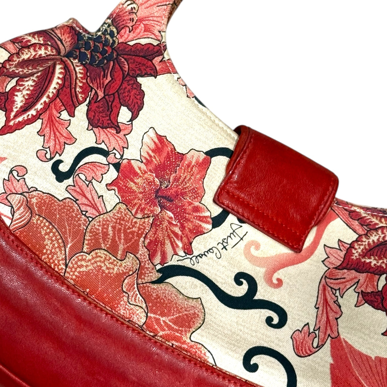 JUST CAVALLI RED FLORAL SHOULDER BAG