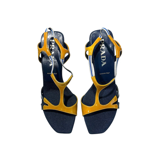 PRADA S/S2000 RUNWAY NAVY MESH HEELS