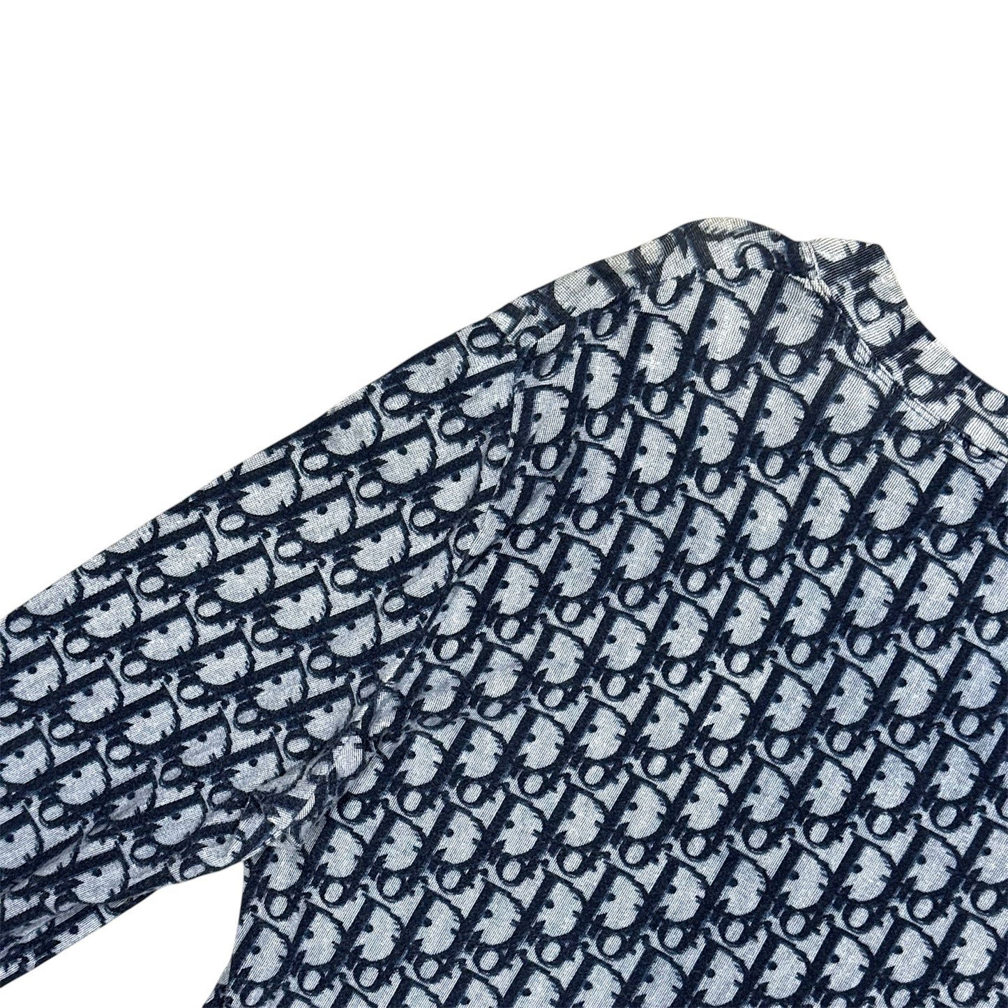 CHRISTIAN DIOR NAVY TROTTER MONOGRAM LONG SLEEVE TOP