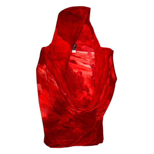JEAN PAUL GAULTIER RED DRAPE HOODED TOP