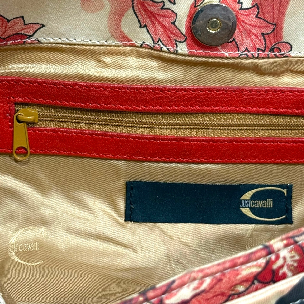 JUST CAVALLI RED FLORAL SHOULDER BAG