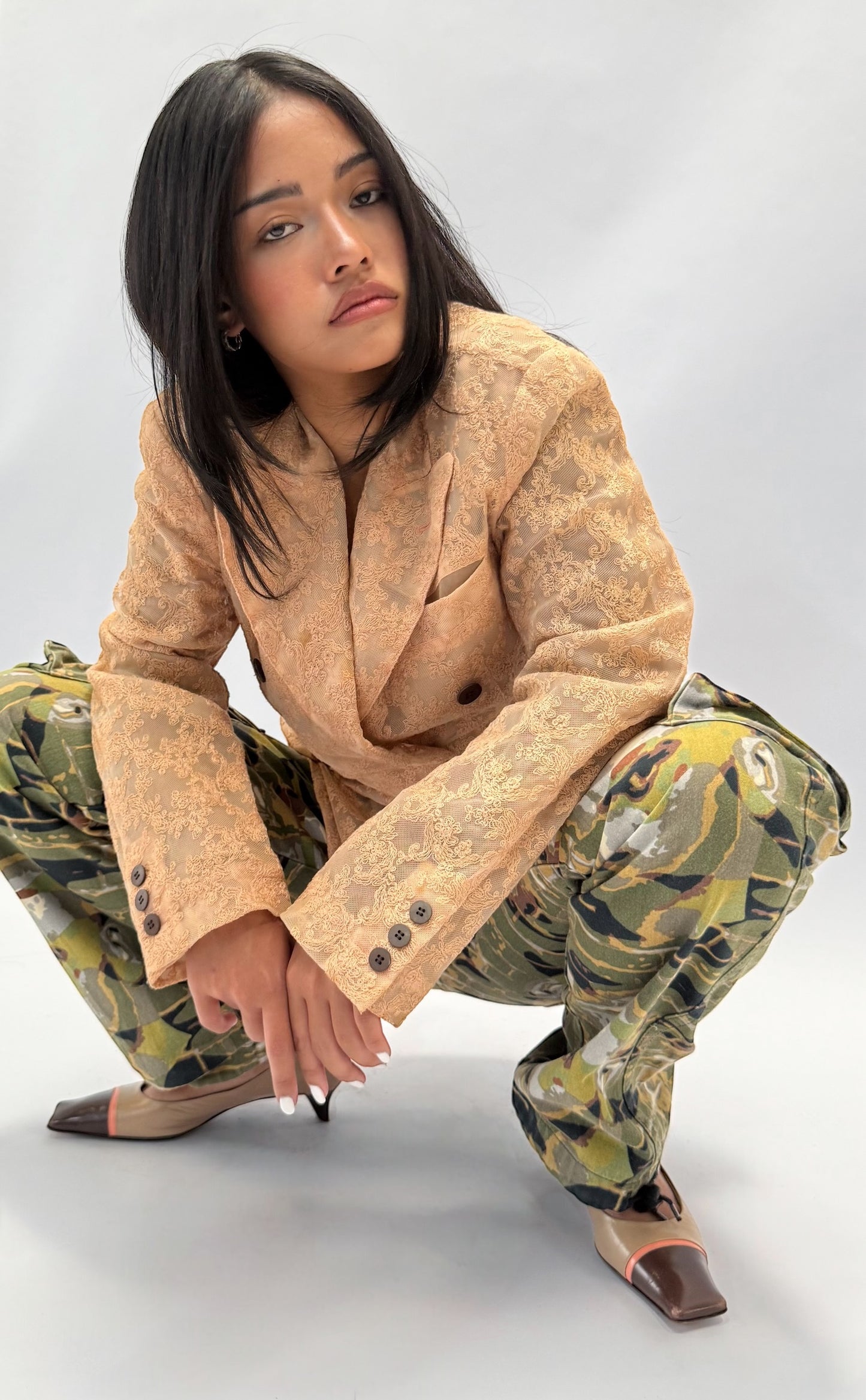 JEAN PAUL GAULTIER DOUBLE BREATS LACE BLAZER