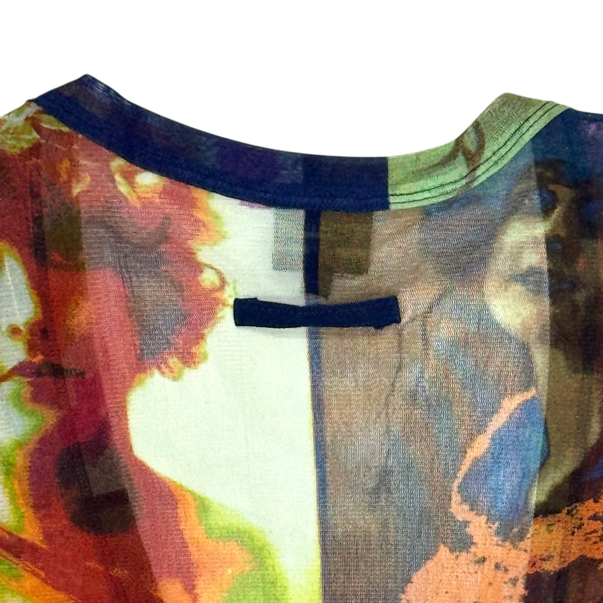JEAN PAUL GAULTIER 2002 SOLEIL POP ART PORTRAIT MESH WRAP TOP