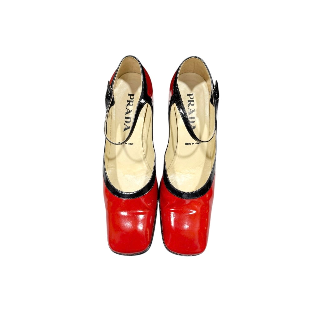 PRADA RED MARY JANE HEELS