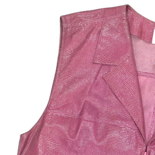 CHANEL PINK LEATHER VEST JACKET