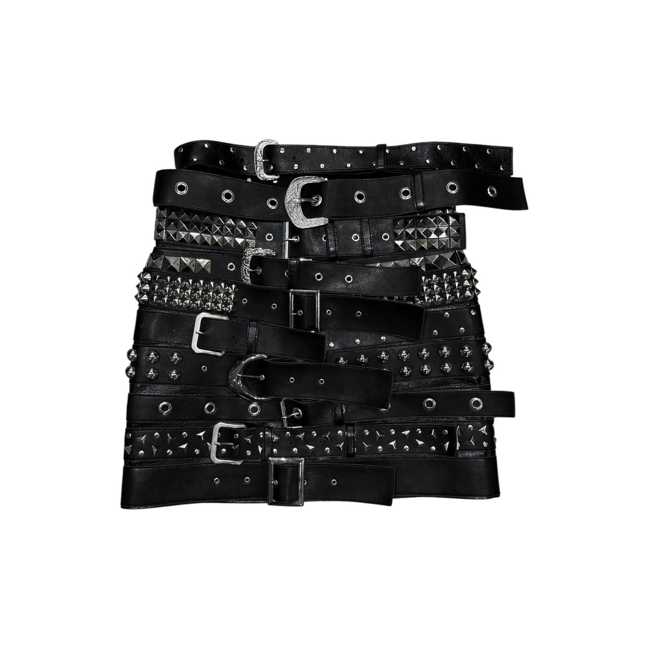 JUNYA WATANABE BLACK MULTI BUCKLE  MINI SKIRT