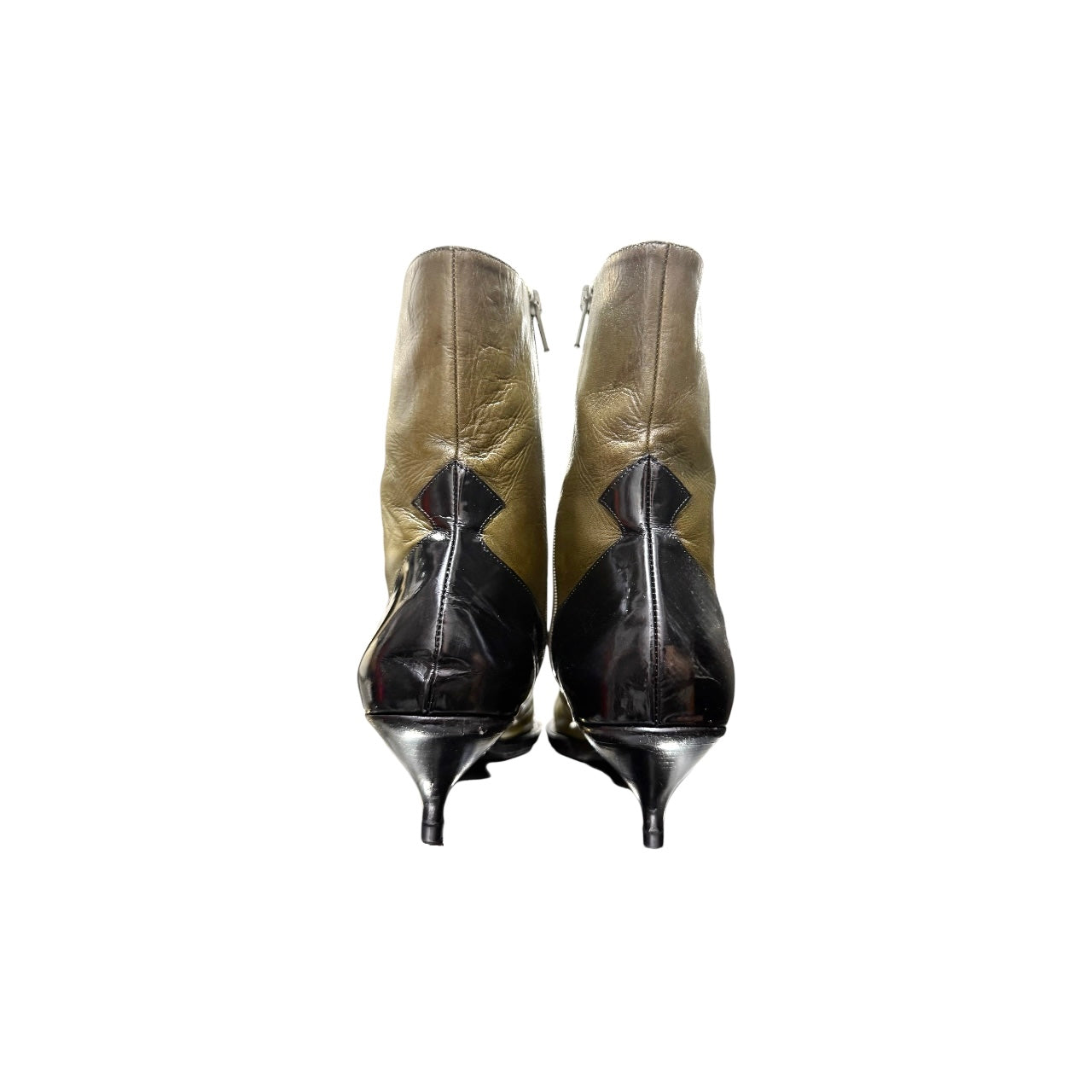 MIUMIU FW1999 OLIVE BROGUE LEATHER BOOTS