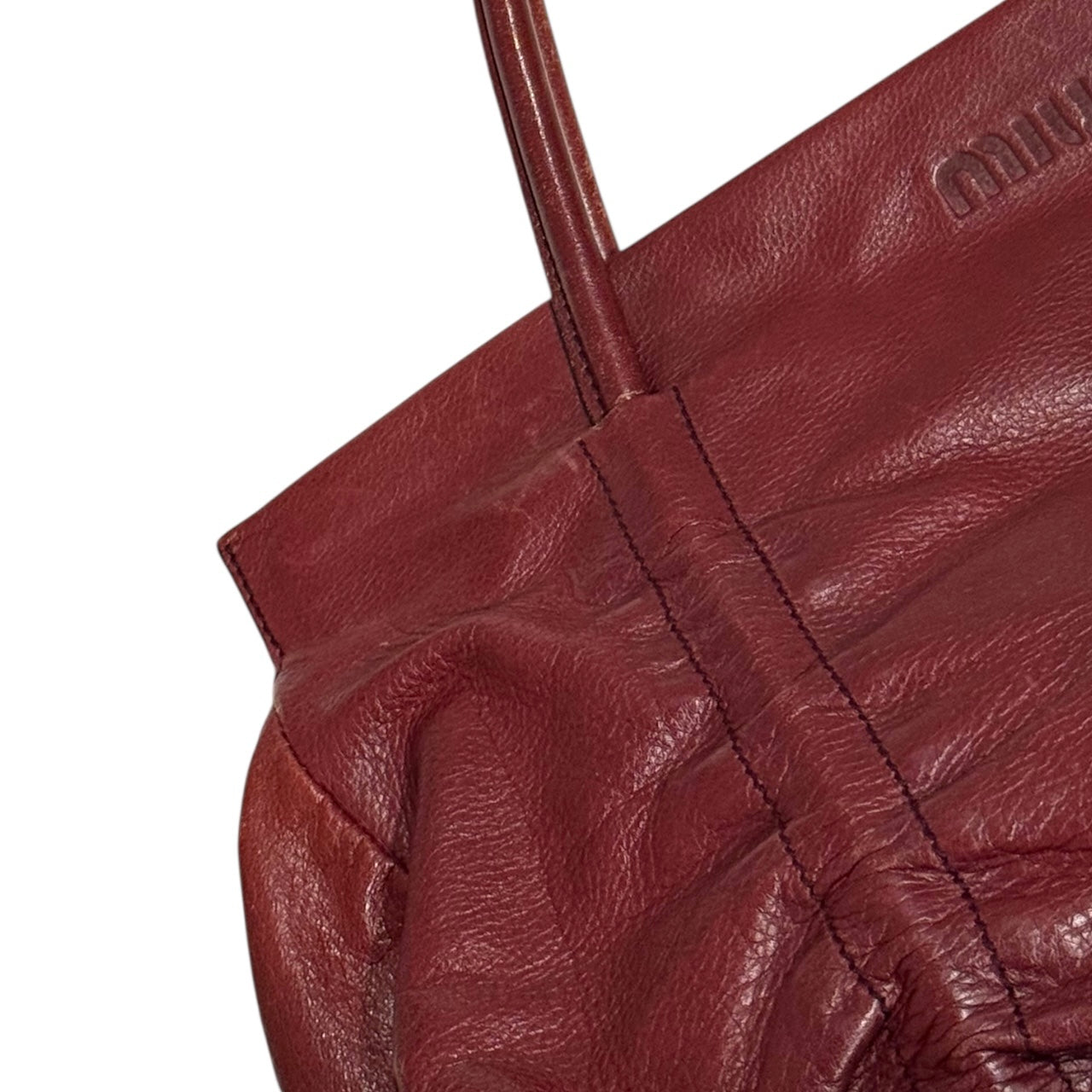 MIUMIU BURGUNDY RUCHED BAG