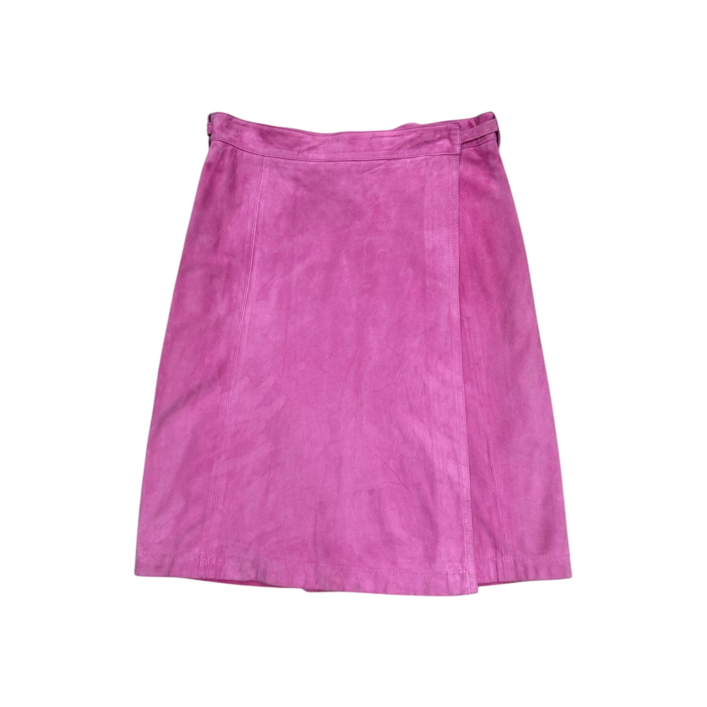 JIL SANDER MAGENTA SUEDE WRAP MIDI SKIRT