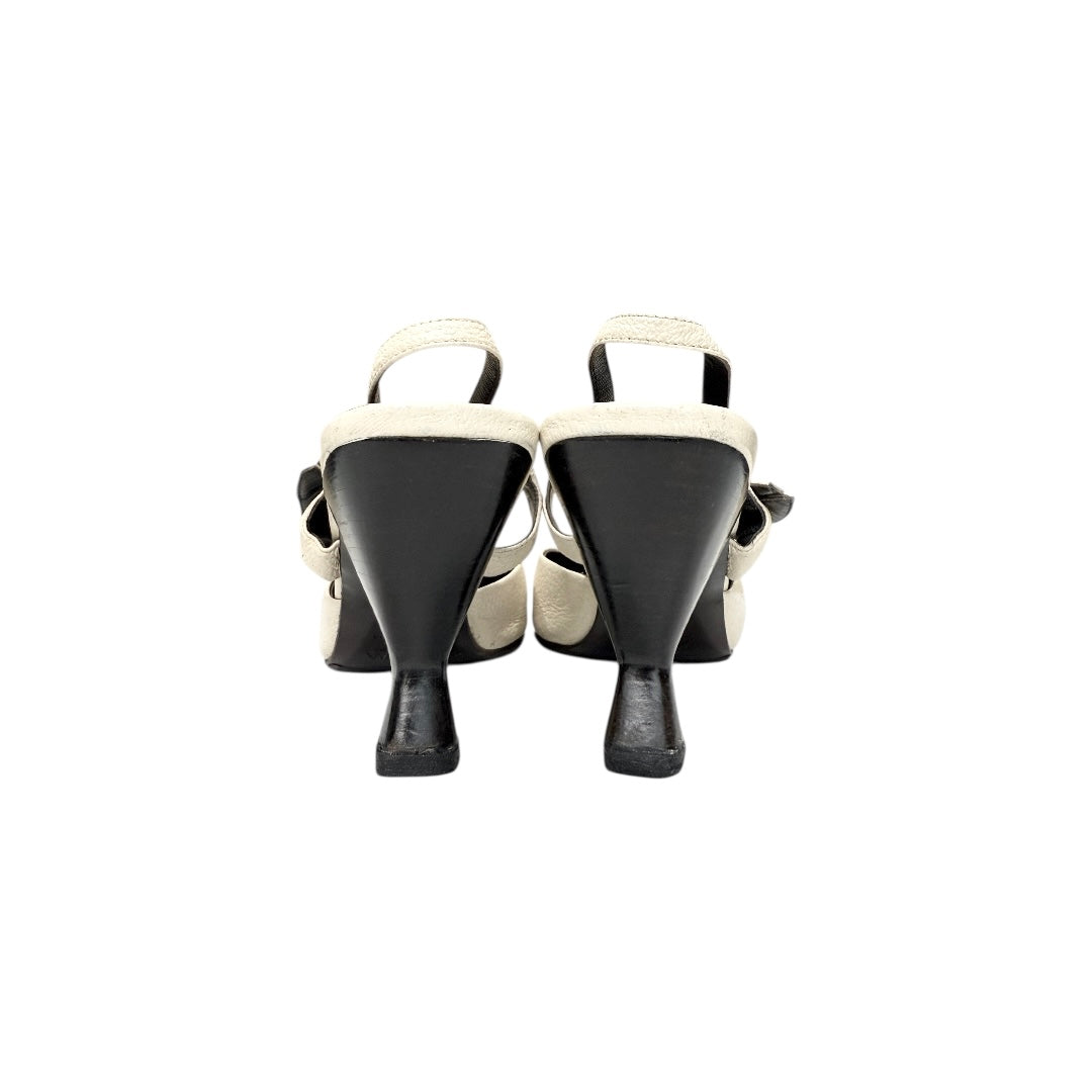 PRADA IVORY LEATHER SLINGBACK HEELS