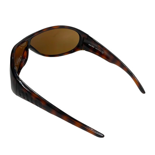 MIU MIU TORTOISESHELL WRAPAROUND SUNGLASSES