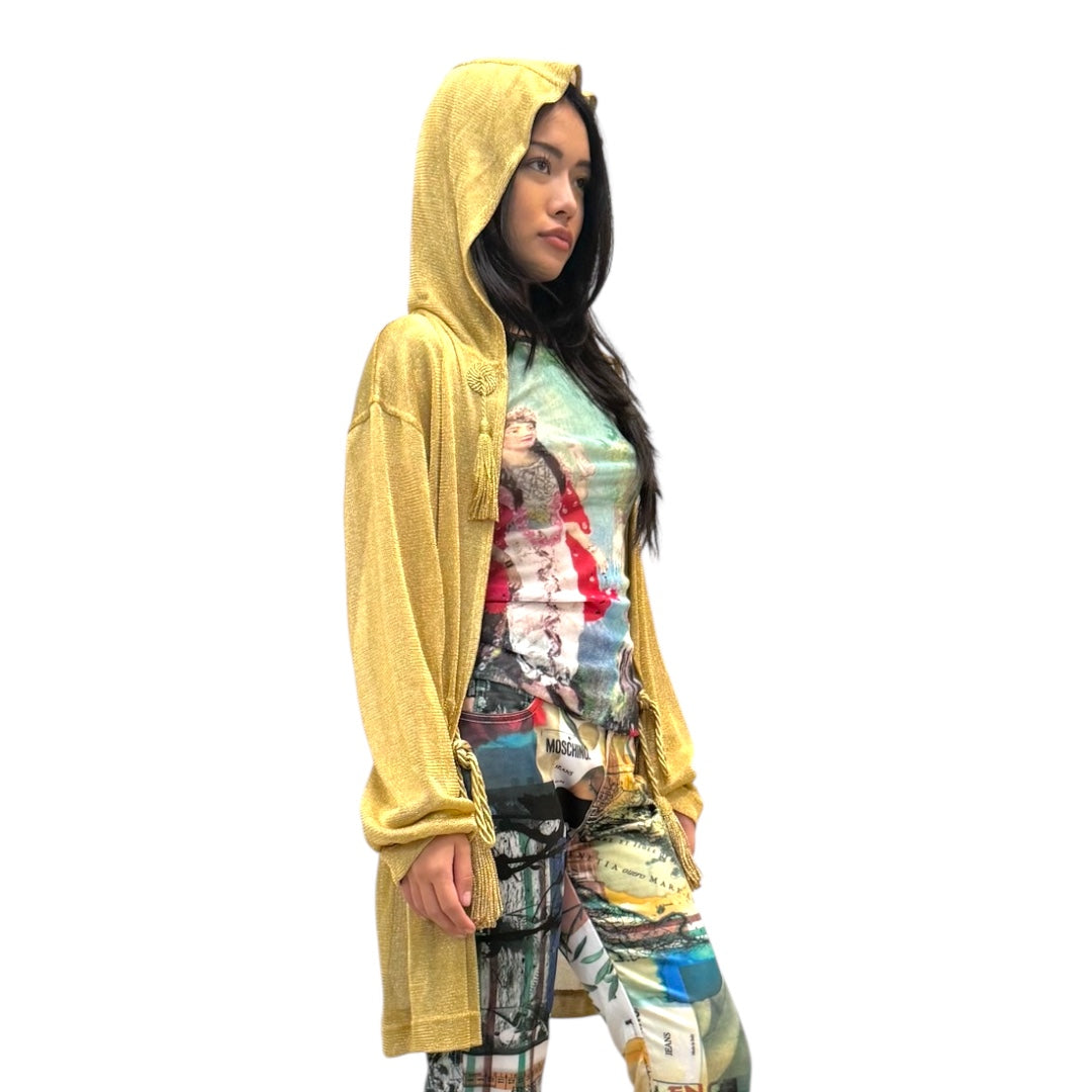 MOSCHINO GOLD KNITTED HOODED CARDIGAN