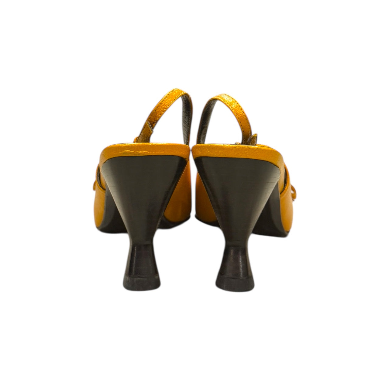 PRADA MUSTARD SLINGBACK PUMPS POINTED TOE HEELS