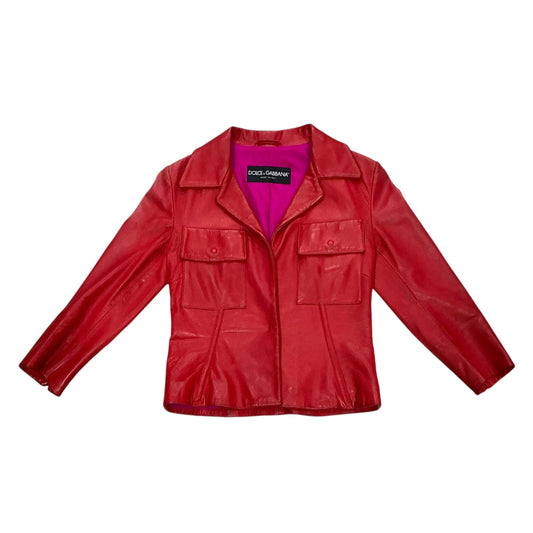 DOLCE & GABBANA RED LEATHER JACKET