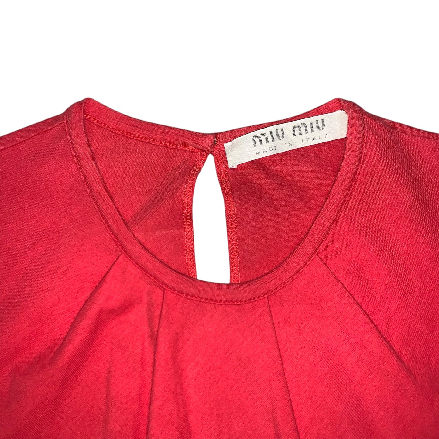 MIU MIU RED TSHIRT with pleats
