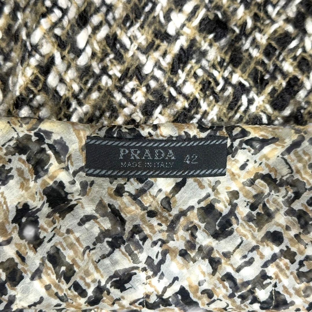 PRADA F/W2000 VOILE TRIMMED BOUCLE MIDI SKIRT