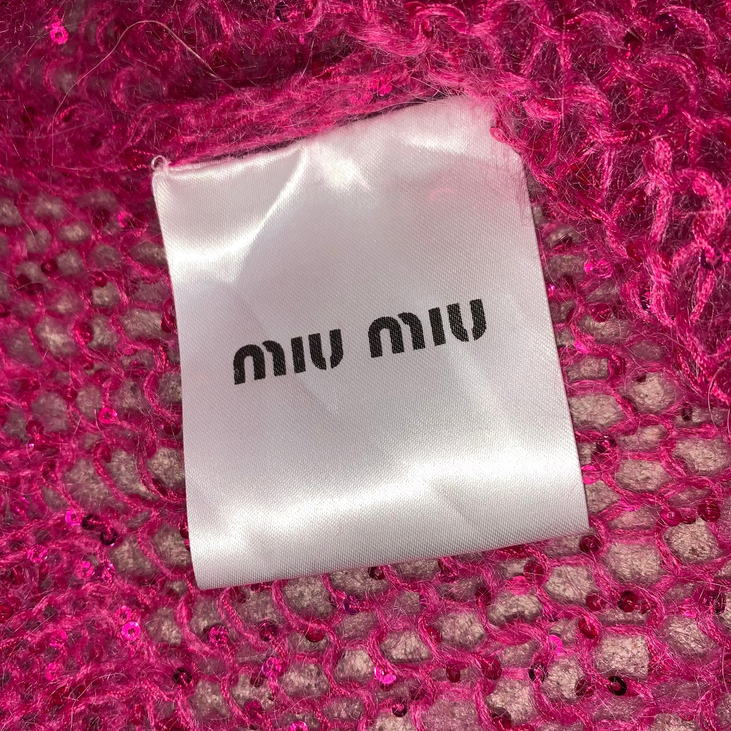 MIU MIU KNITTED SEQUINS PINK SWEATER