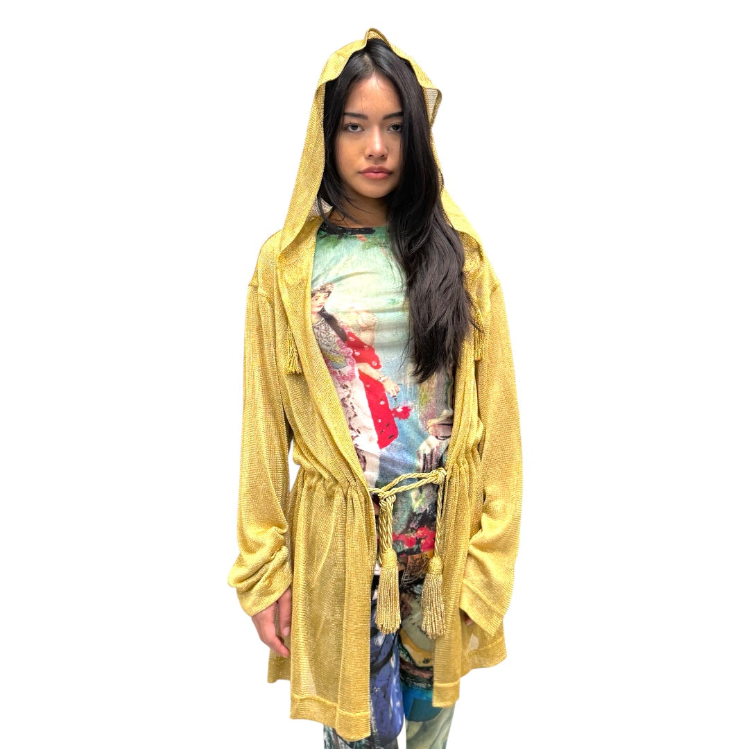 MOSCHINO GOLD KNITTED HOODED CARDIGAN