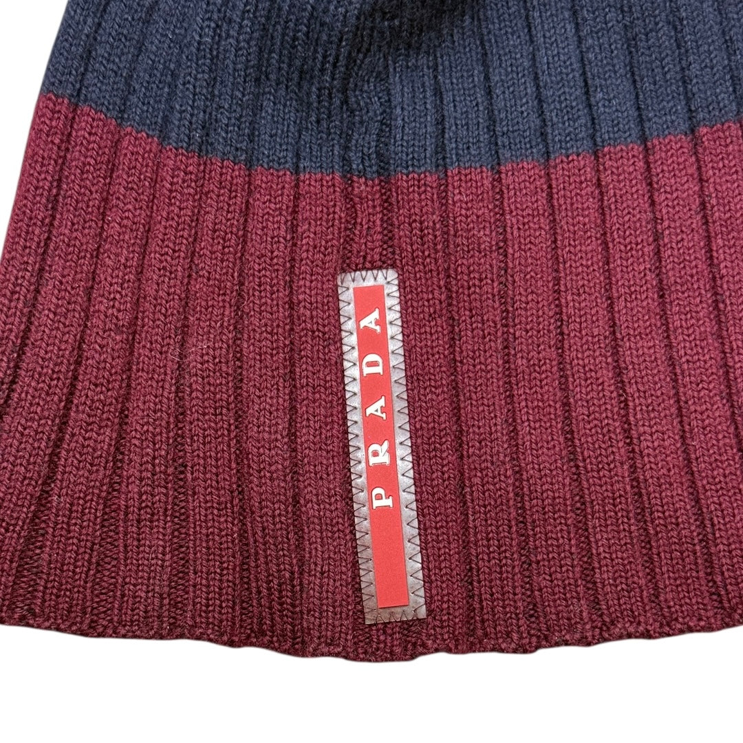 PRADA SPORT STRIPED KNIT BEANIE
