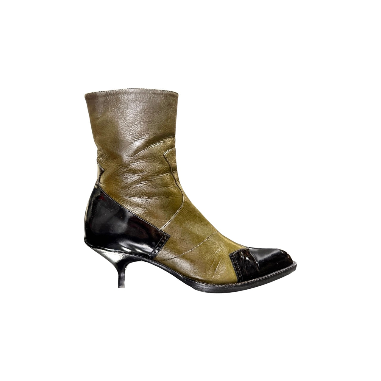 MIUMIU FW1999 OLIVE BROGUE LEATHER BOOTS