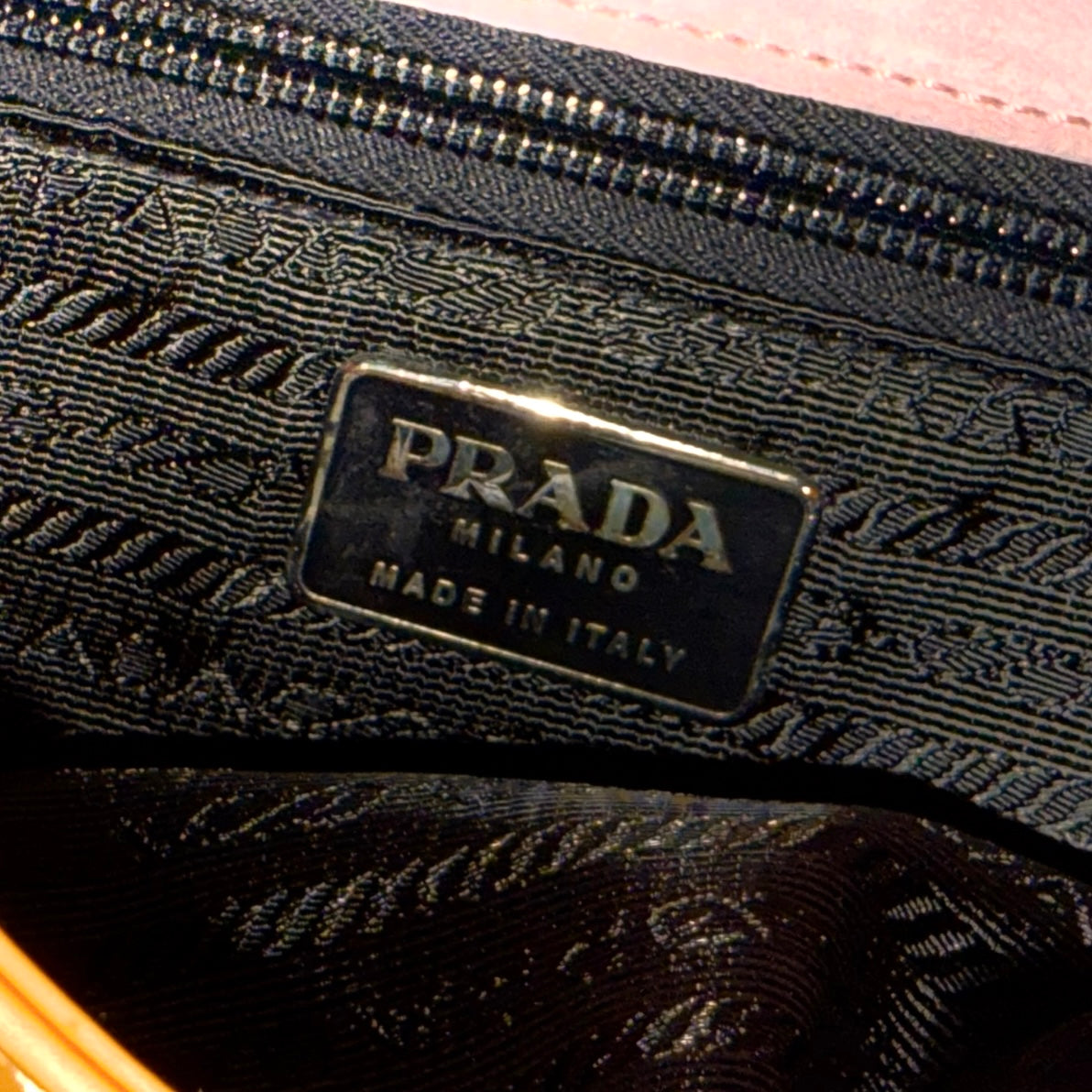 PRADA ORANGE PATENT LEATHER SHOULDER BAG