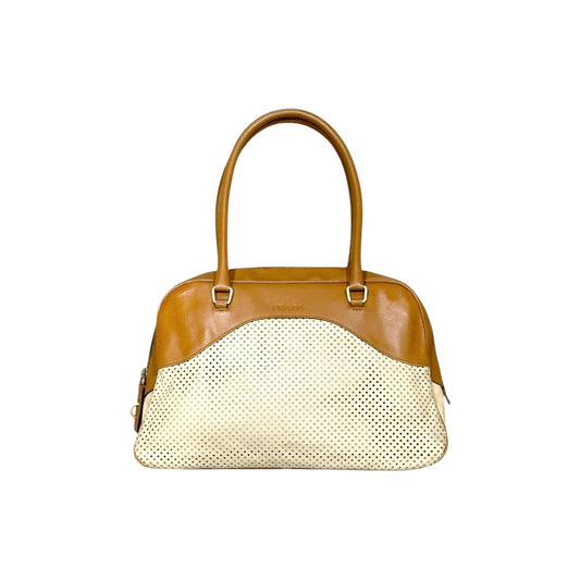 PRADA CAMEL PERFORATED LEATHER BAG