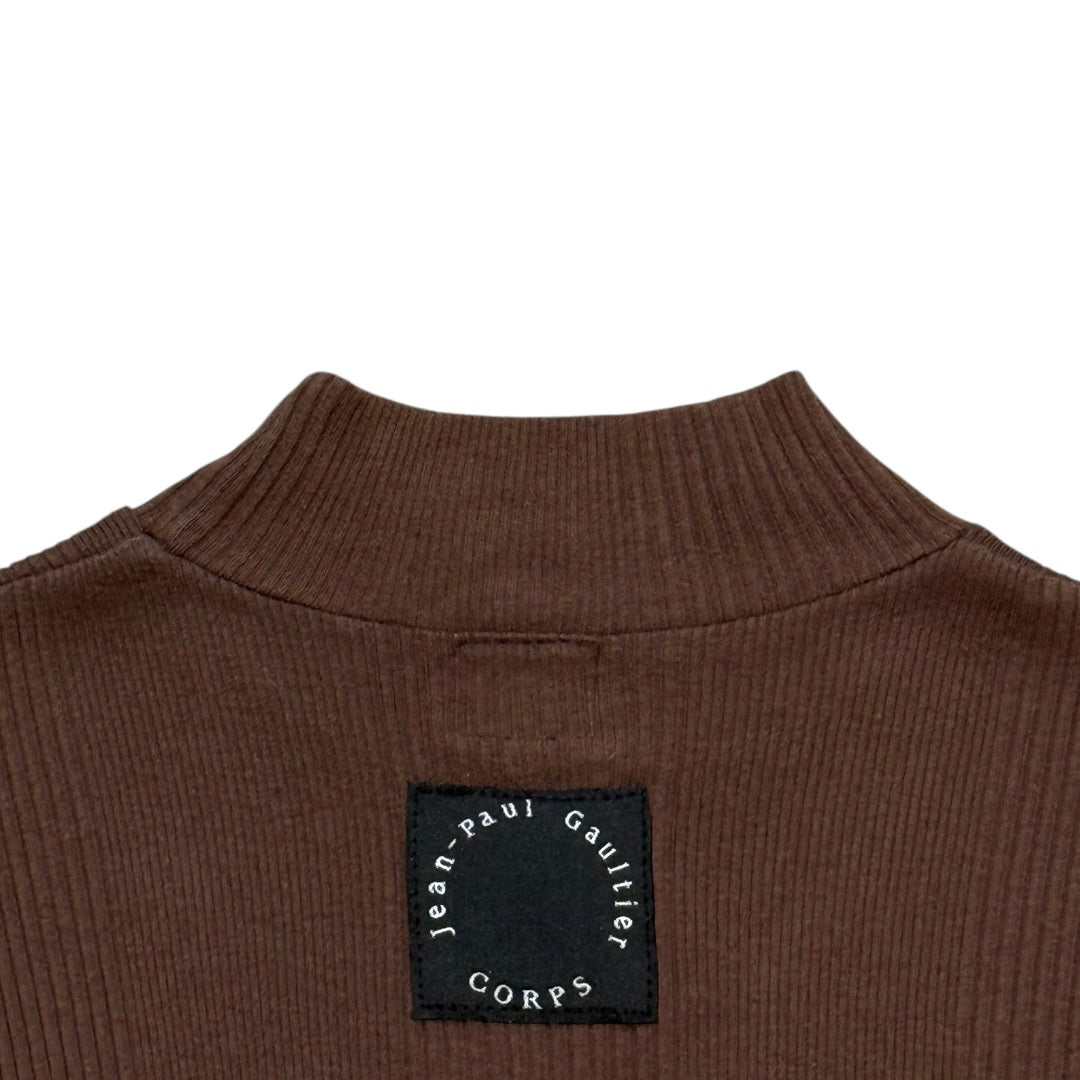 JEAN PAUL GAULTIER BROWN RIBBED KNIT BODYSUIT