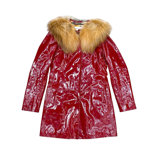 DOLCE&GABBANA RED FUR LEATHER JACKET