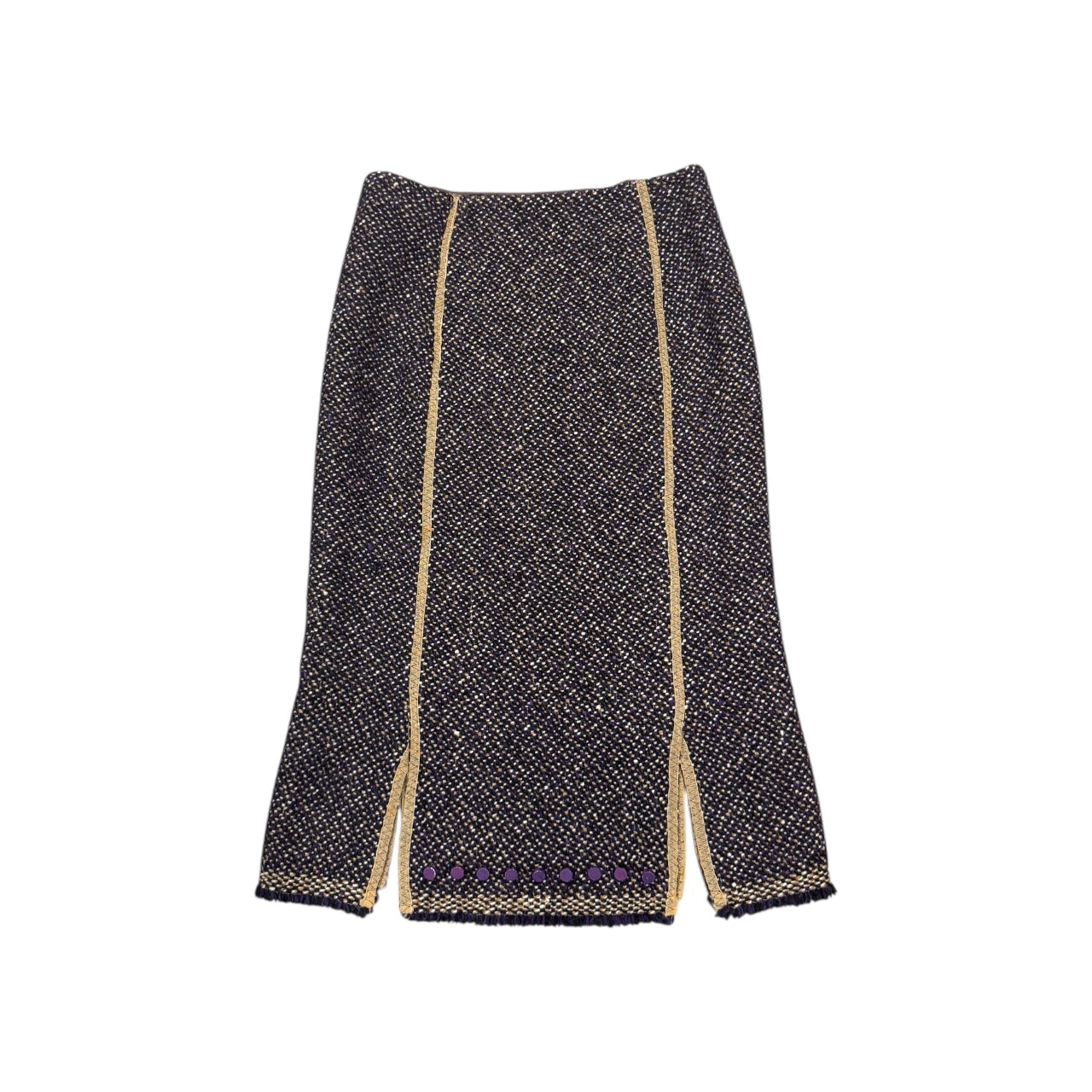 PRADA F/W2000 PURPLE WOOL KNIT MIDI SKIRT