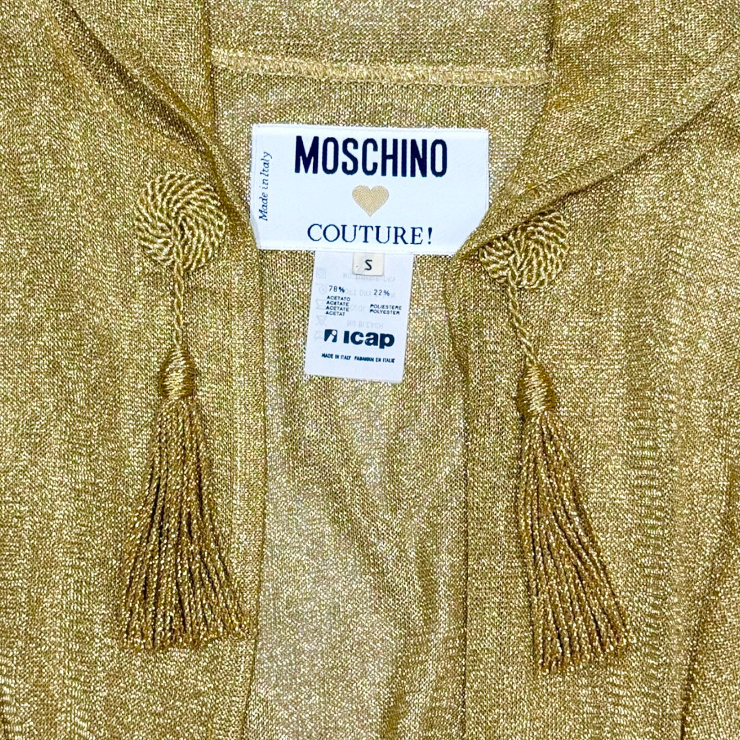 MOSCHINO GOLD KNITTED HOODED CARDIGAN