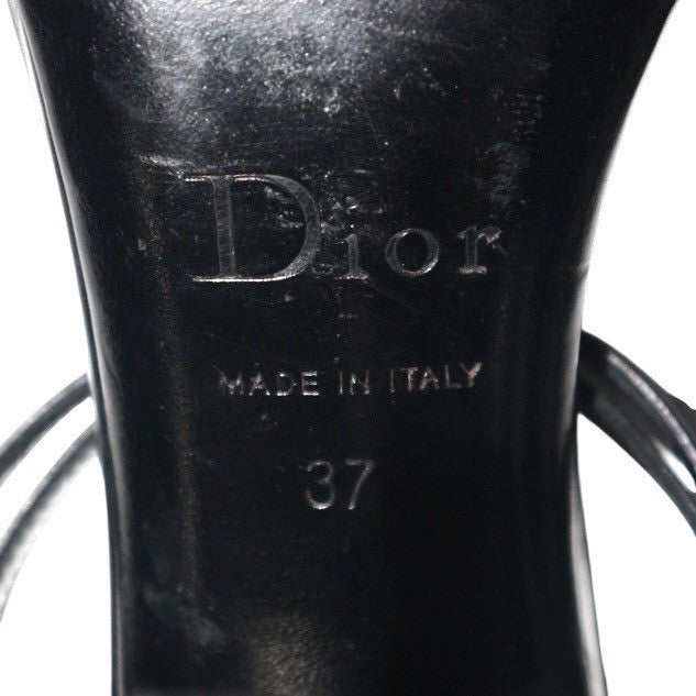 DIOR SILVER LOGO STRAPPY HEELS