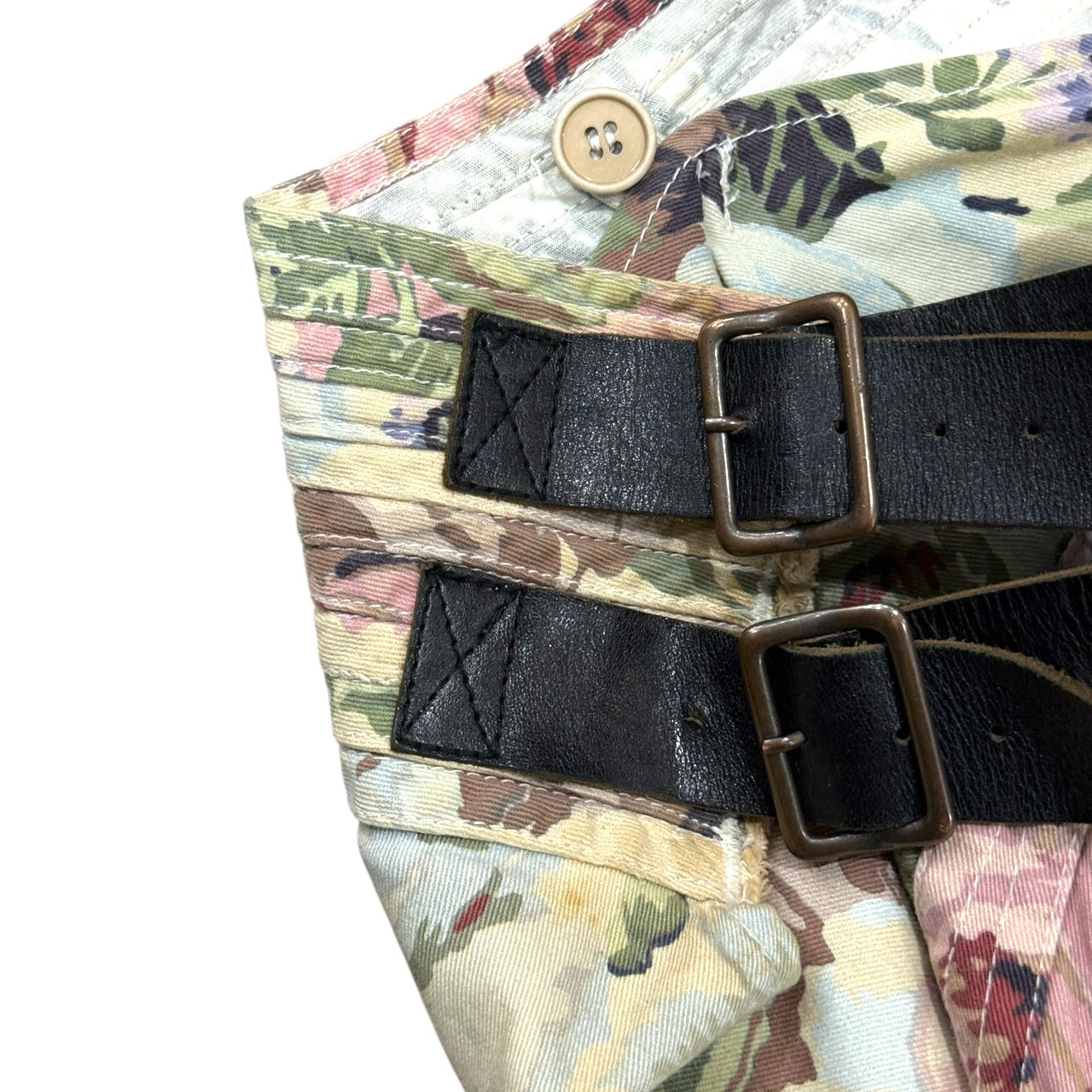 JUNYA WATANABE FLORAL SLIT BELT MAXI SKIRT