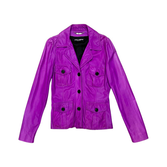 DOLCE & GABBANA PURPLE LEATHER JACKET