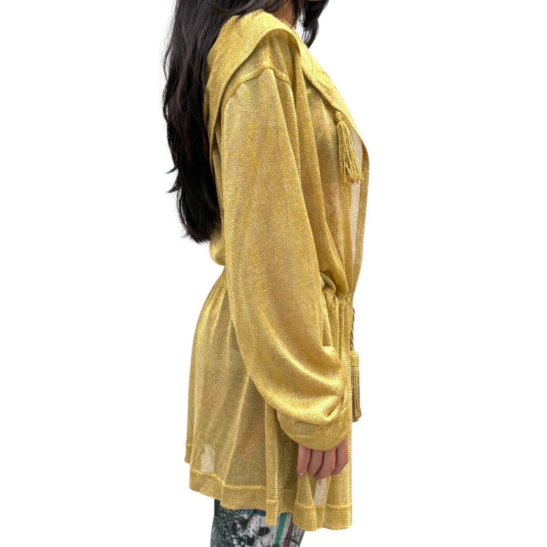MOSCHINO GOLD KNITTED HOODED CARDIGAN