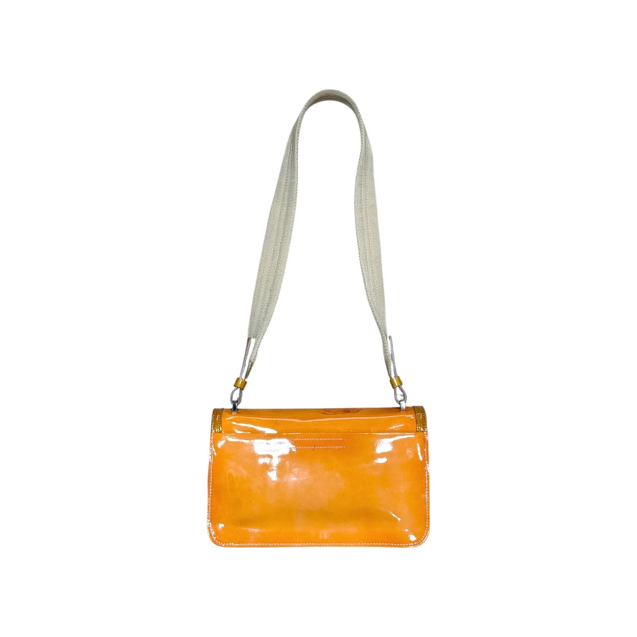 PRADA ORANGE PATENT LEATHER SHOULDER BAG