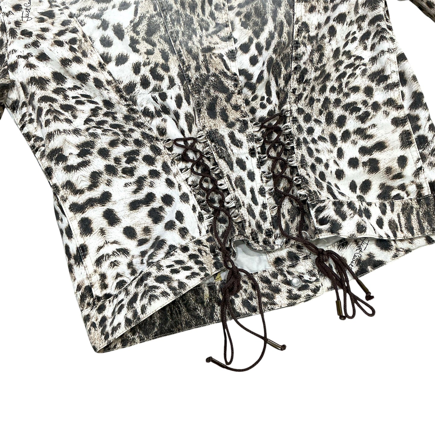 JUST CAVALLI 2000S LEOPARD LACE UP JACKET