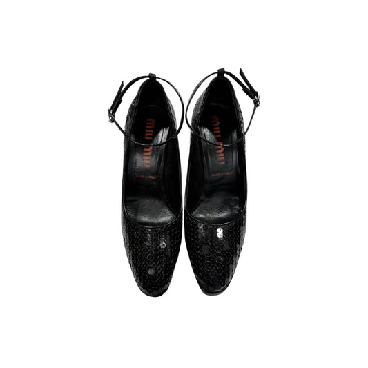 MIU MIU BLACK SEQUINS HEELS